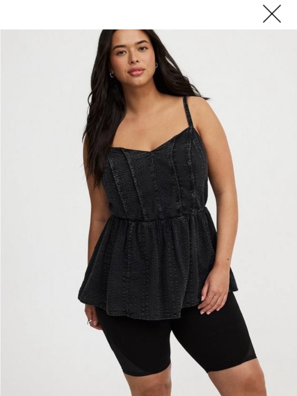 Torrid Black Textured Peplum Cami Top NWT